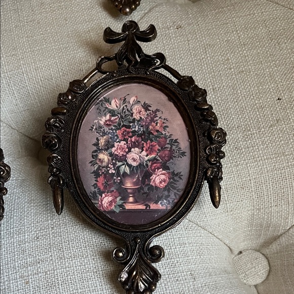 Vintage Italian Miniature Ornate Brass Frames Mirror Floral and Portrait Designs - Picture 4 of 8